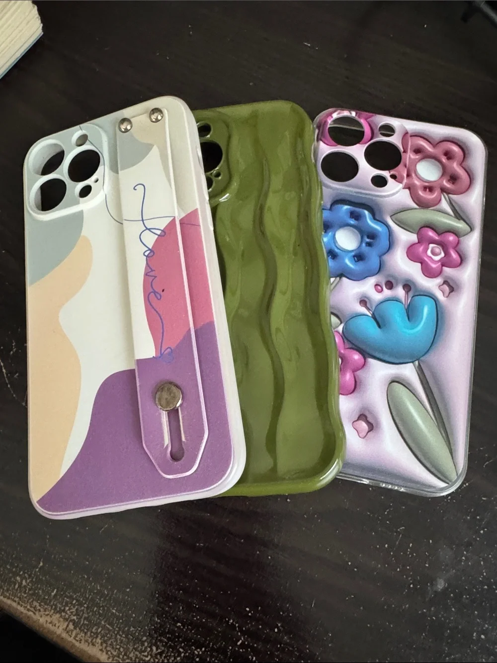 Floral Embossed Olive Green Silicone Phone Case - Protective Decorative Cover